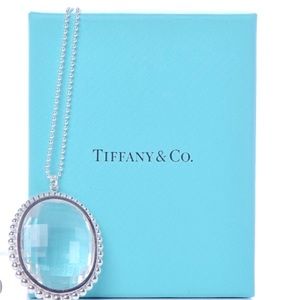 TIFFANY Sterling Silver Crystal Ziegfeld Oval Pendant Necklace
